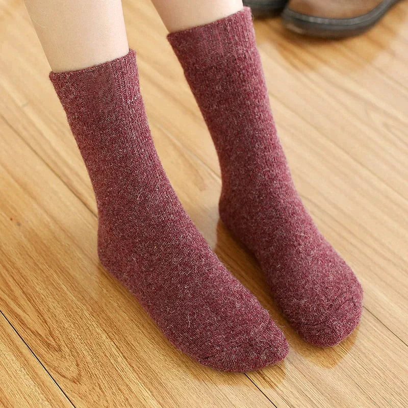 Chaussettes en laine d’hiver brun foncé