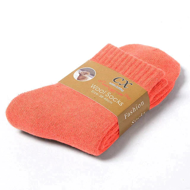 Chaussettes en laine d’hiver brun foncé