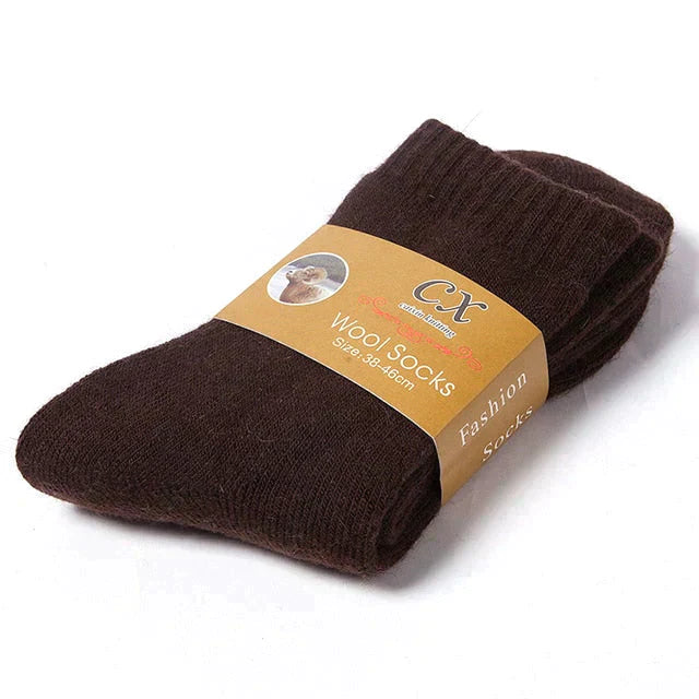 Chaussettes en laine d’hiver brun foncé